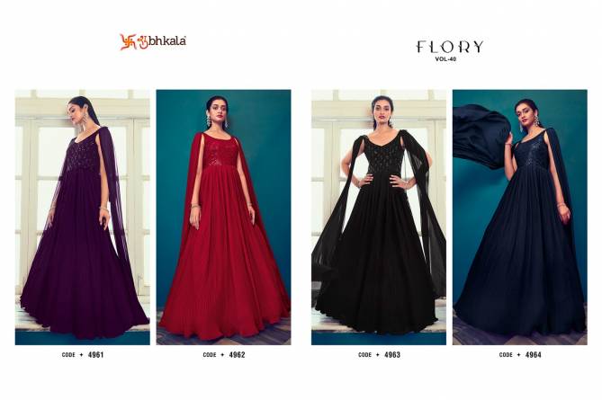 Flory Vol 40 By Kf Shubhkala Georgette Party Wear Gown Wholesale Market In Surat

